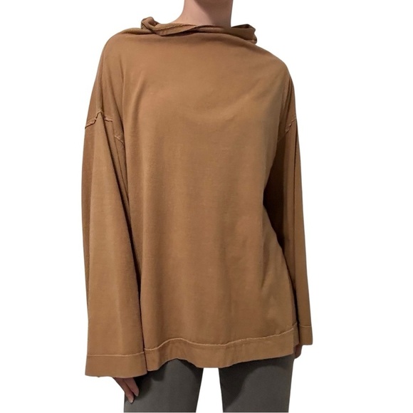 Free People Flare Sleeve Blouse Top Oversized Slouchy Boho Casual Size Large - Picture 2 of 7